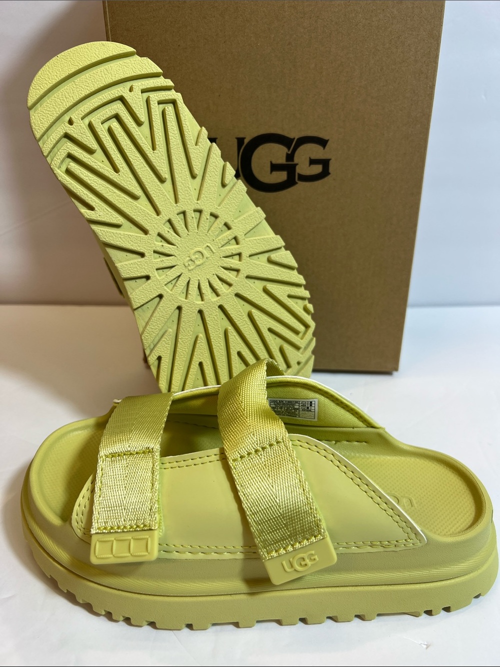 UGG Kids Goldenglow Slide GLDN Yellow Platform Sandals Size‎ 2 Youth New in Box